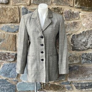 Alanni By Donnybrook Vintage Black/Cream Houndstooth Plaid Blazer Jacket Size 10